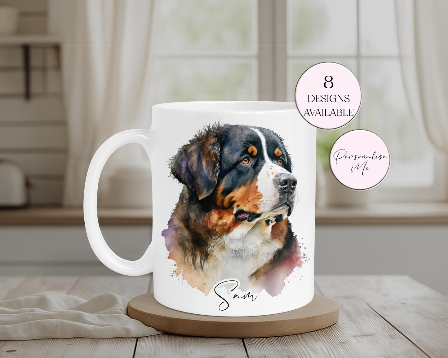 Personalised Bernese Mountain Dog Mug & Coaster Set | Dog Lover Gift