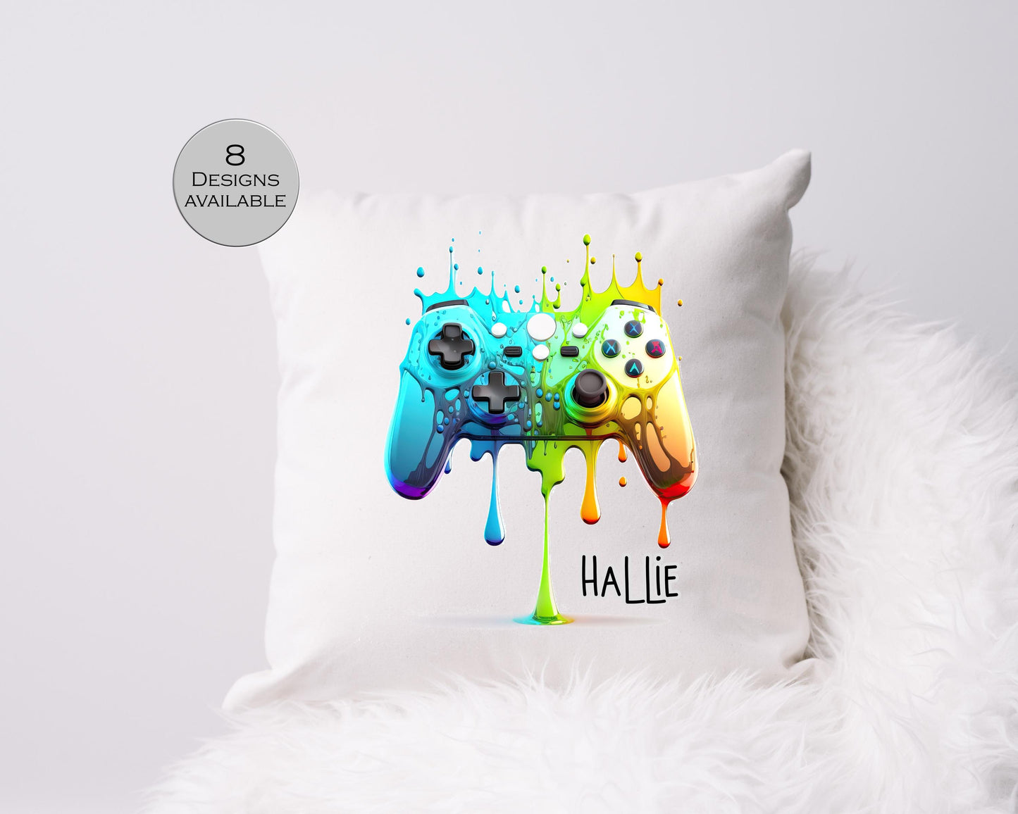 Personalised Gaming Controller Cushion | Custom Gamer Throw Pillow | Boys Bedroom Gift