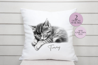 Personalised Sketched Kitten Cushion – Custom Cat Lover Gift | Pet Throw Pillow
