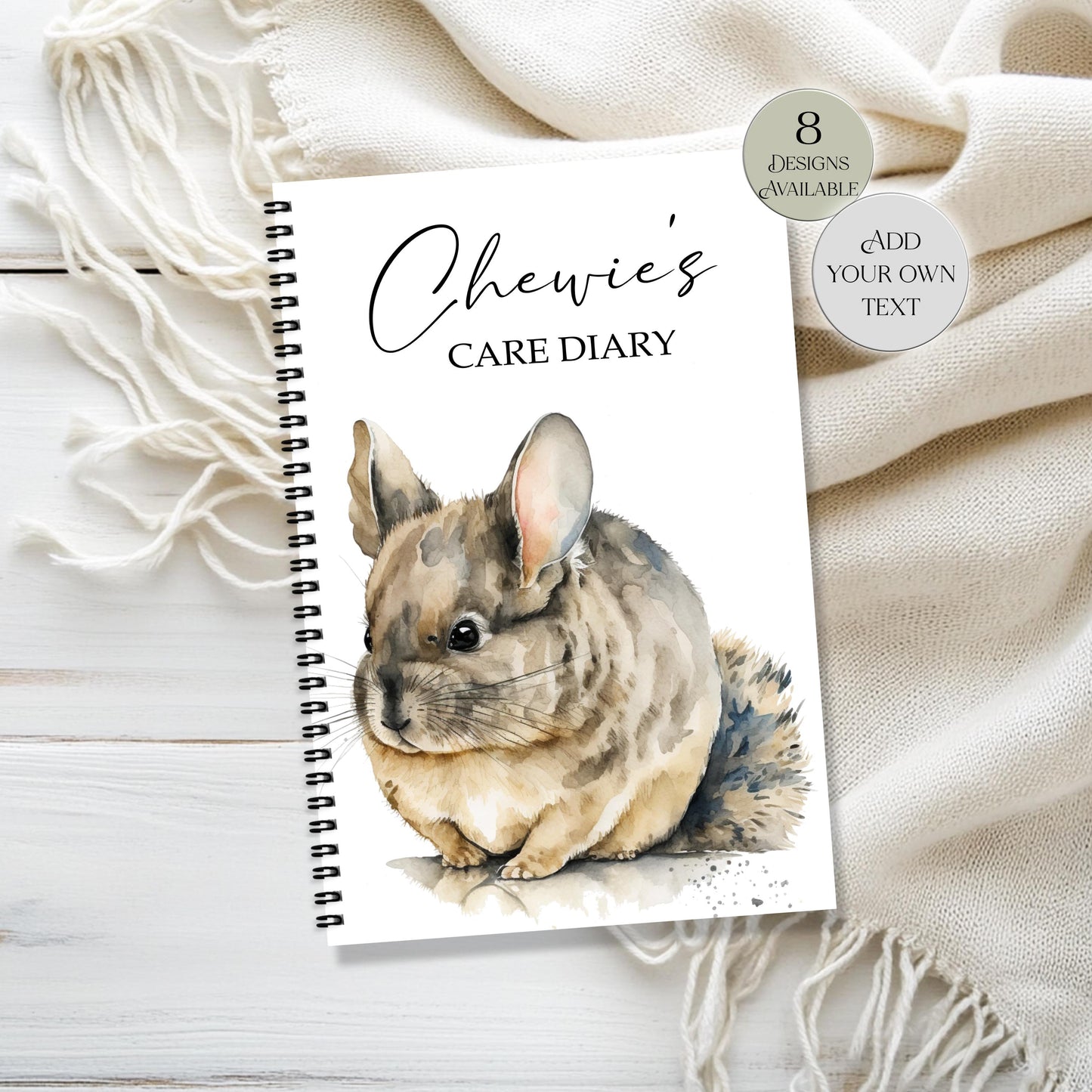 Personalised Chinchilla Notebook | Custom Name Journal | Cute Gift for Chinchilla Lovers
