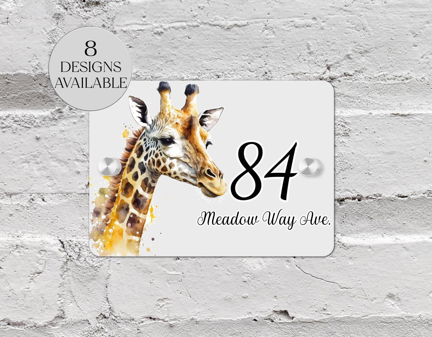Personalised Watercolour Giraffe House Sign | Acrylic Gate Plaque | New Home Gift