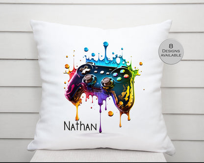 Personalised Gaming Controller Cushion | Custom Gamer Throw Pillow | Boys Bedroom Gift