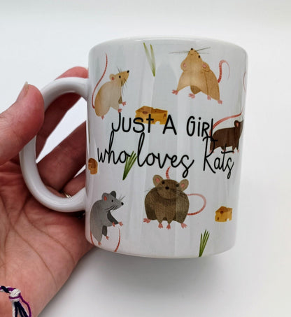 Just A Girl Who Loves Rats Mug & Coaster –  Rat Lover Gift