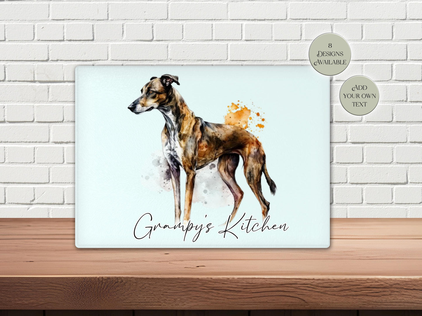 Personalised Greyhound Glass Chopping Board | Dog Lover Kitchen Gift