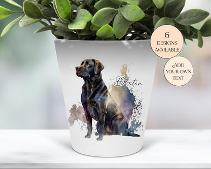 Personalised Black Labrador Printed Plant Pot – Dog Lover Gift - Pen Holder & Desk Organiser - Memorial Keepsake