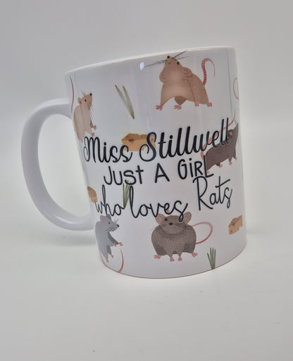 Just a Girl Who Loves Rats Mug & Coaster Set | Rat Lover Gift
