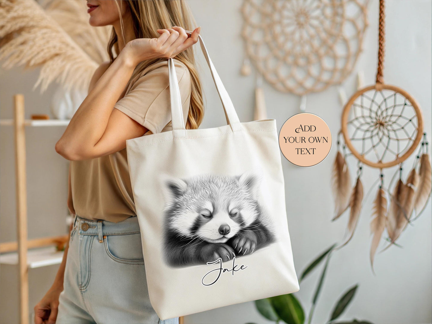 Personalised Red Panda Tote Bag | Custom Eco-Friendly Bag | Gift for Animal Lovers