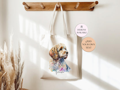 Personalised Watercolour Cockapoo Tote Bag – Dog Lover Reusable Shopper