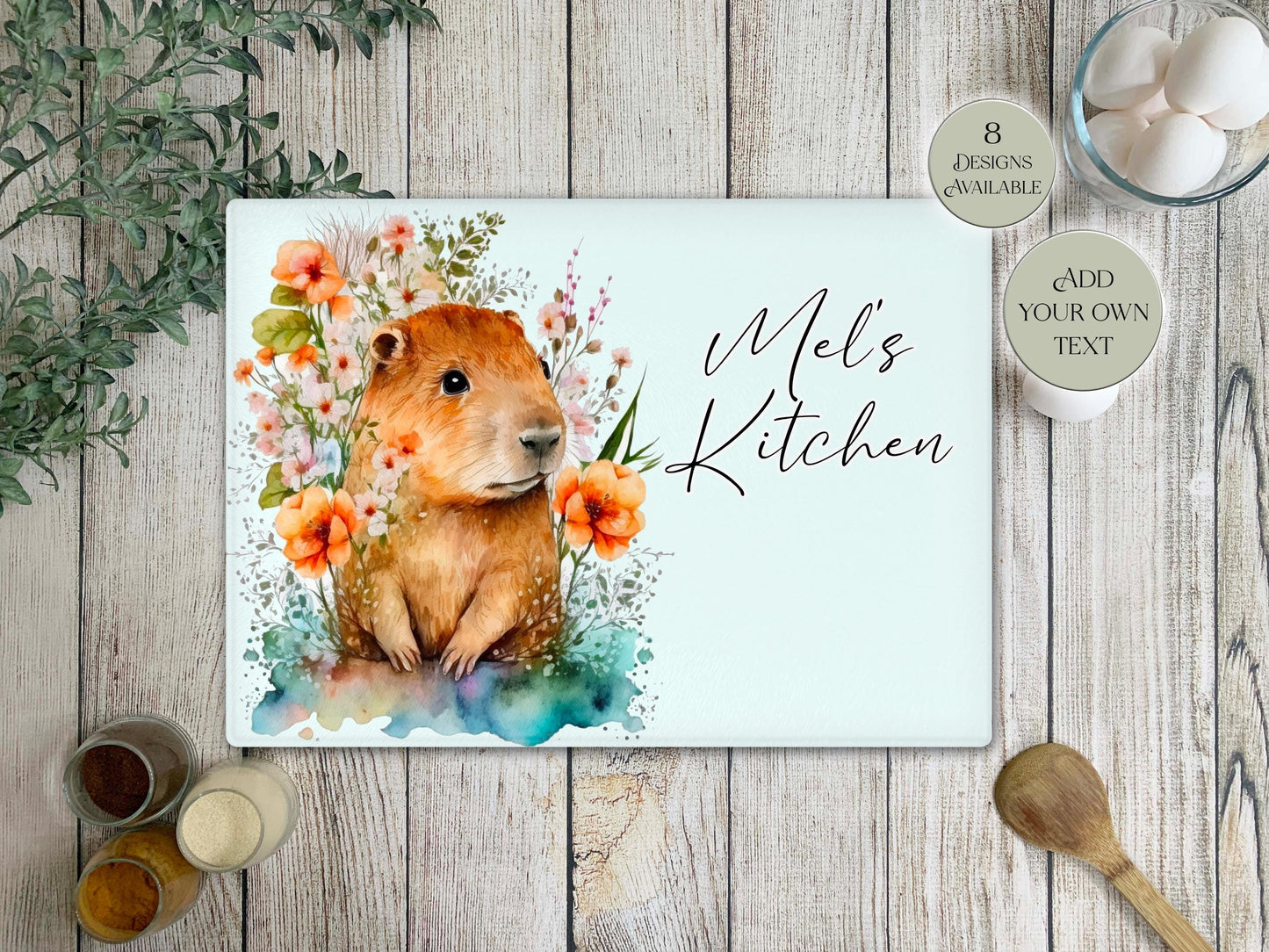 Personalised Capybara Glass Chopping Board | A3 or A4 | Unique Gift