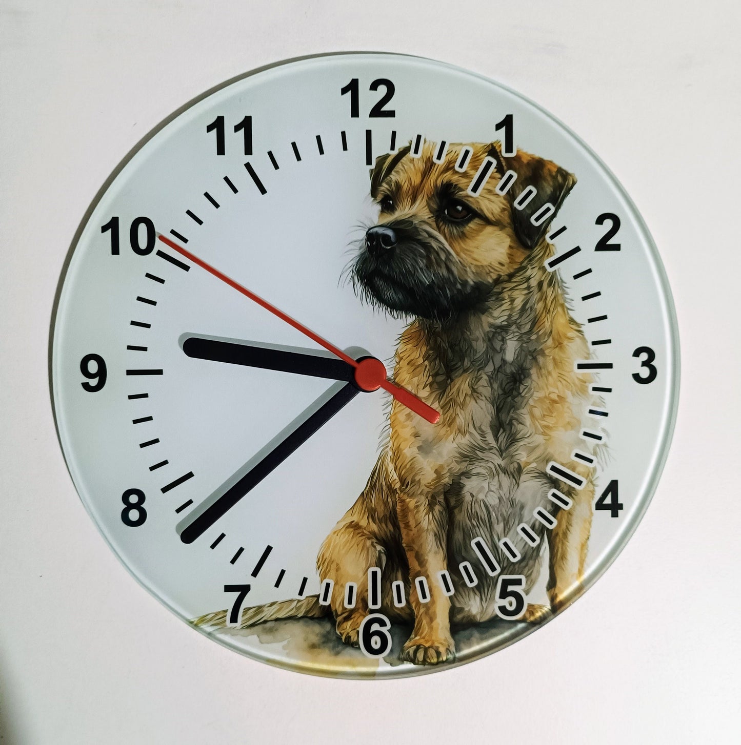 Border Terrier Glass Wall Clock – Dog Lover Gift & Home Décor
