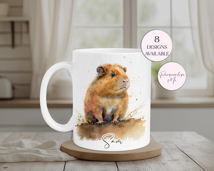 Personalised Watercolour Guinea Pig Mug & Coaster Set | Custom Guinea Pig Gift