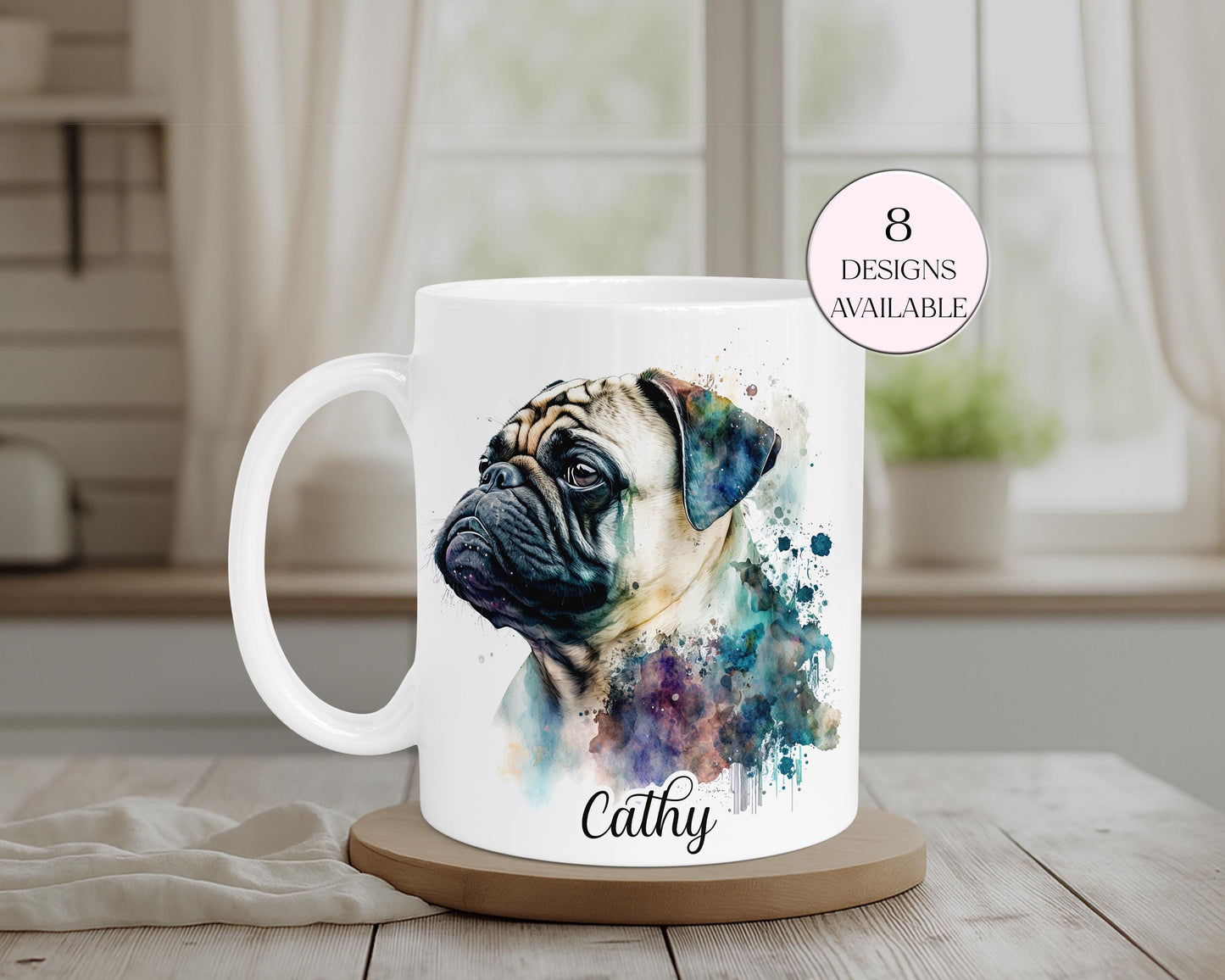 Personalised Pug Mug & Coaster Set | Dog Lover Gift
