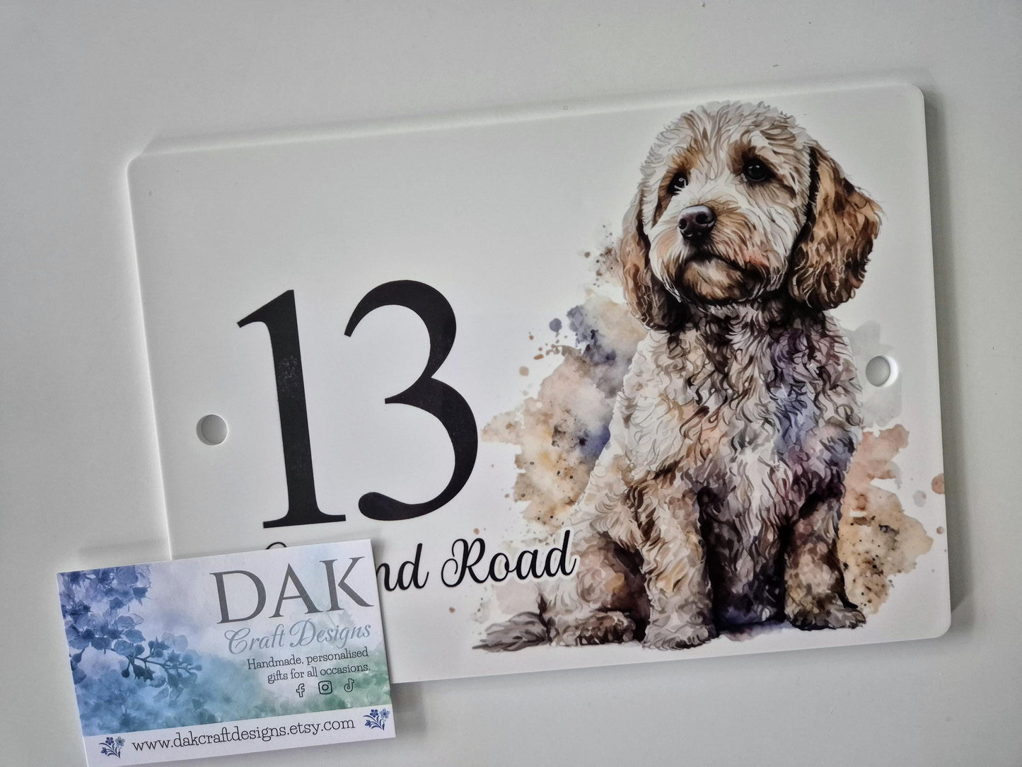 Personalised Watercolour Cockapoo House Sign | Acrylic Gate Plaque | New Home Gift
