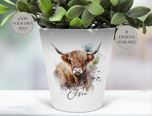 Personalised Highland Cow Plant Pot | Custom Pen Pot & Planter | Highland Cow Gift
