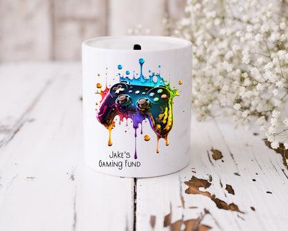 Personalised Gamer Money Box | Ceramic Piggy Bank | Gaming Gift for Boys
