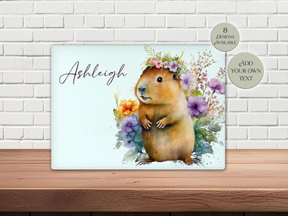 Personalised Capybara Glass Chopping Board | A3 or A4 | Unique Gift