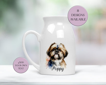 Personalised Shih Tzu Milk Jug & Vase – Watercolour Dog Gift | Shih Tzu Home Décor