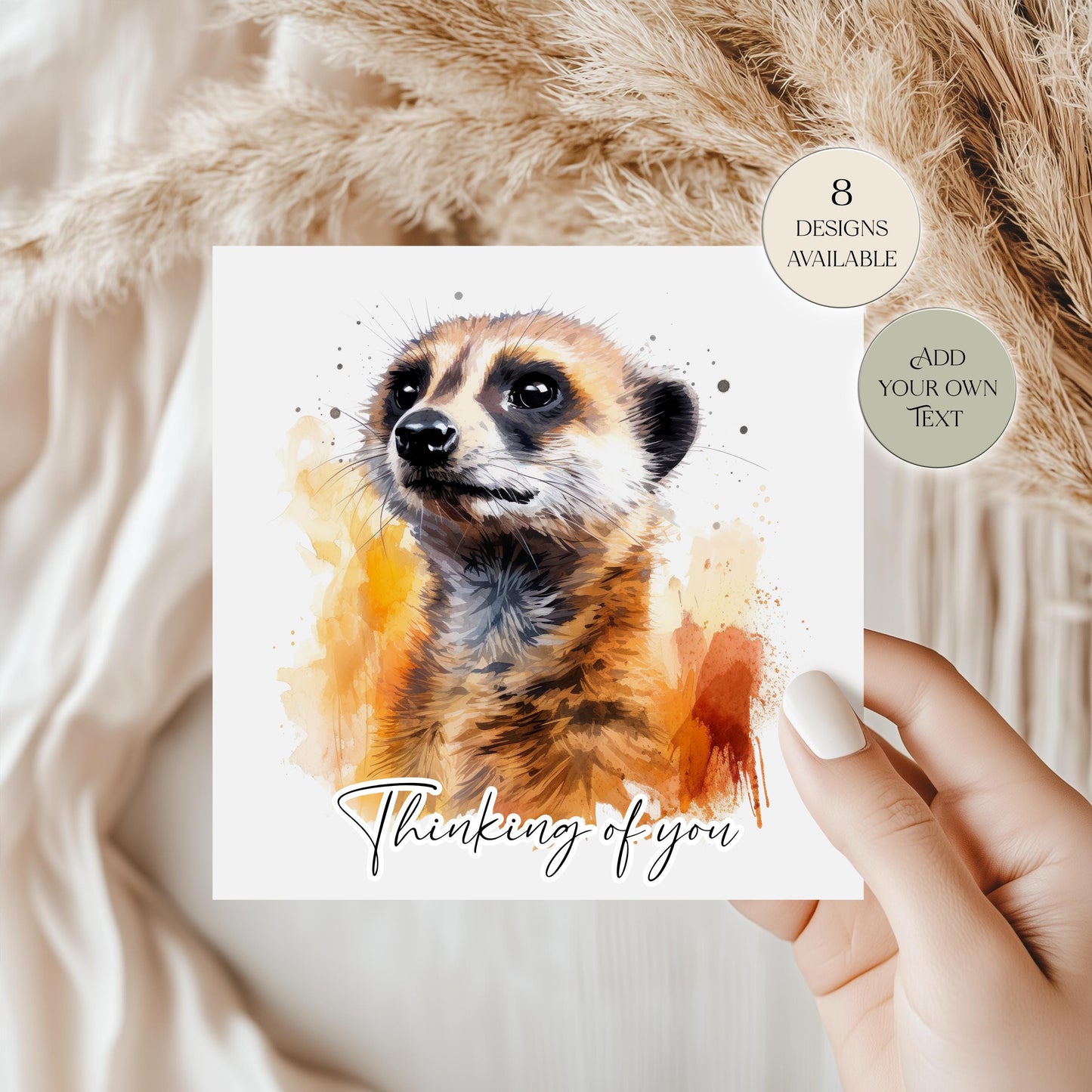 Personalised Meerkat Birthday Card – Cute Floral Greeting Card