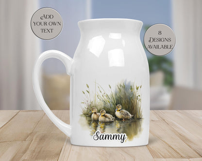 Personalised Watercolour Duckling Milk Jug | Flower Vase | Duck Lover Gift