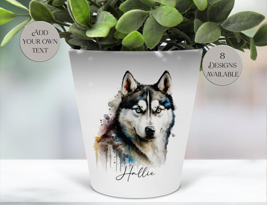 Personalised Siberian Husky Plant Pot – Pen Holder & Brush Organiser | Husky Lover Gift