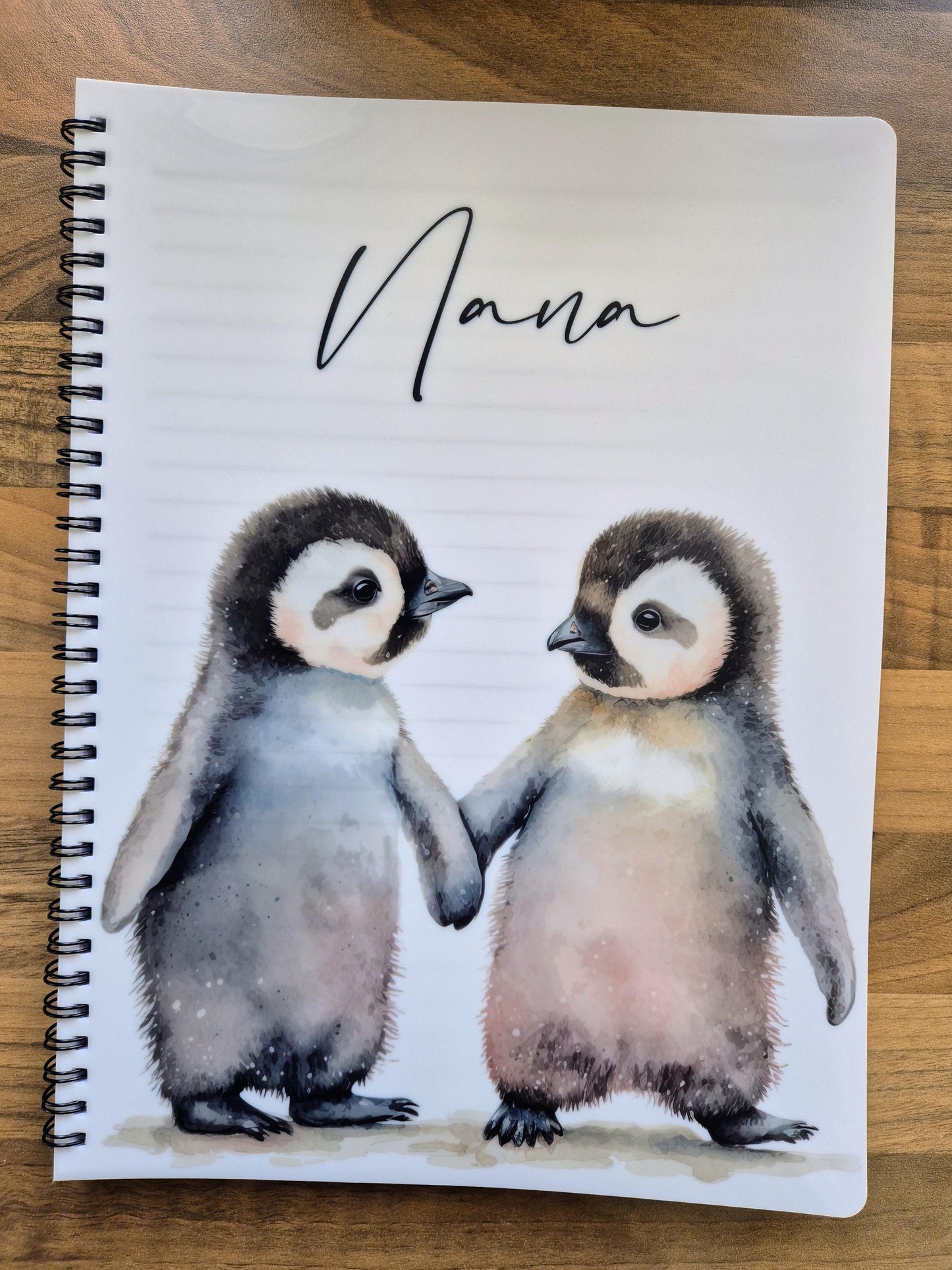 Personalised Penguin Notebook – Watercolour A4/A5 Journal - Gift for Penguin Lover