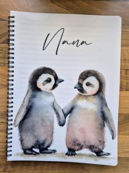 Personalised Penguin Notebook – Watercolour A4/A5 Journal - Gift for Penguin Lover