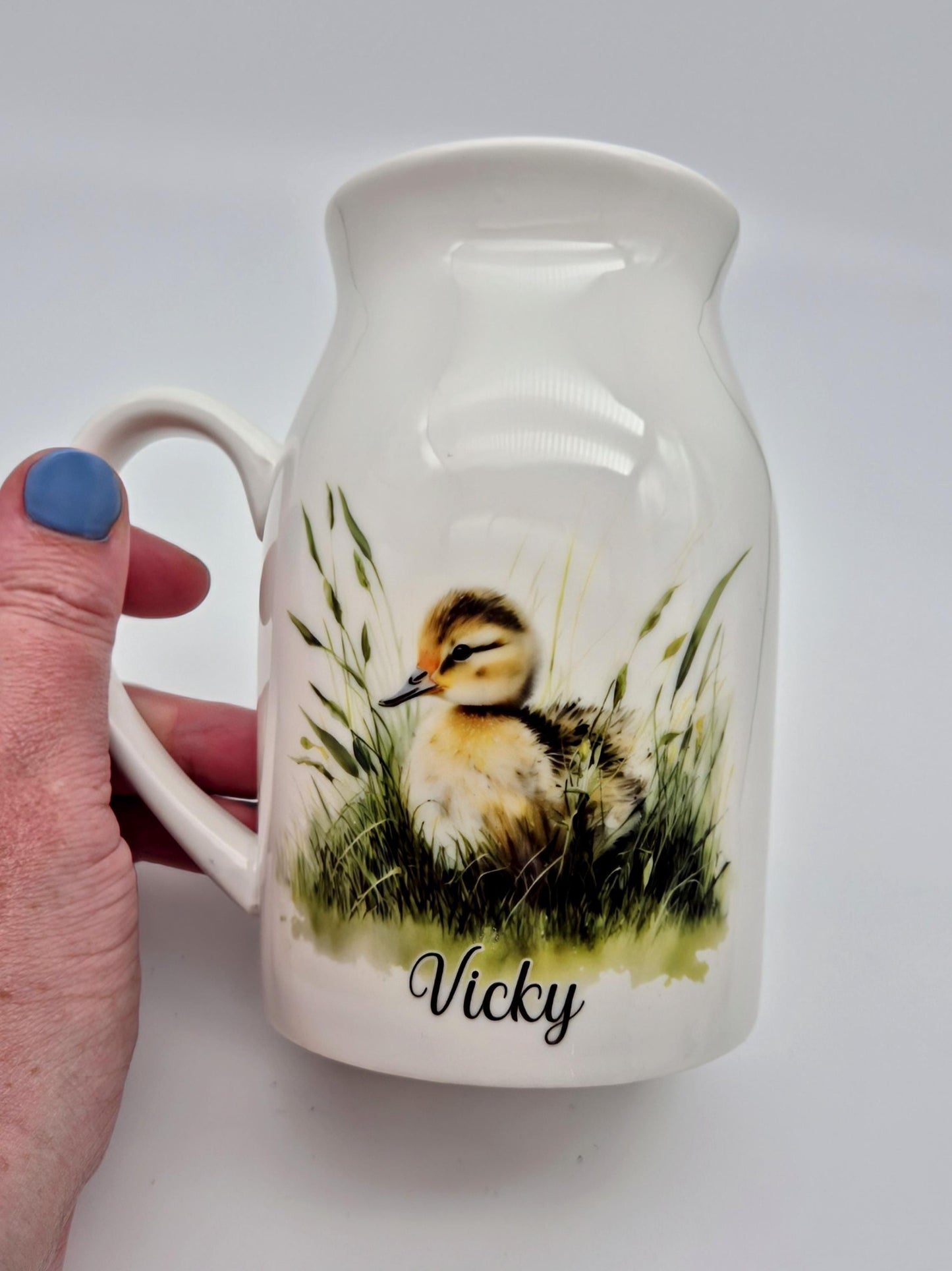 Personalised Watercolour Duckling Milk Jug | Flower Vase | Duck Lover Gift
