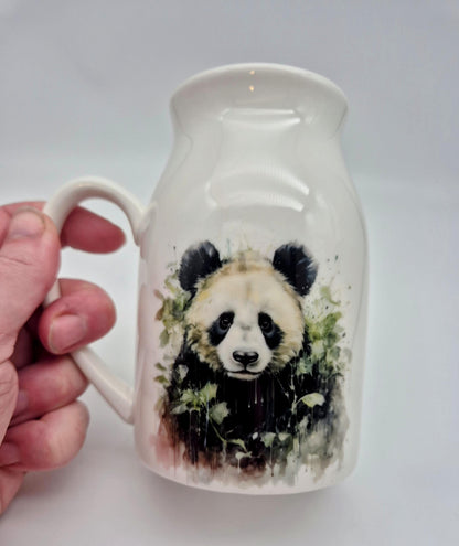 Personalised Watercolour Panda Milk Jug – Ceramic Flower Vase | Panda Lover Gift
