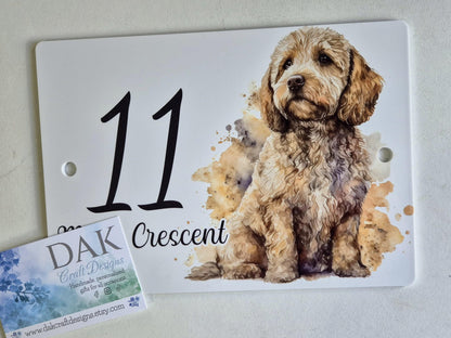 Personalised Watercolour Cockapoo House Sign | Acrylic Gate Plaque | New Home Gift