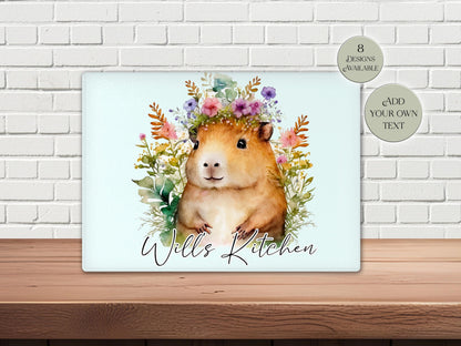 Personalised Capybara Glass Chopping Board | A3 or A4 | Unique Gift