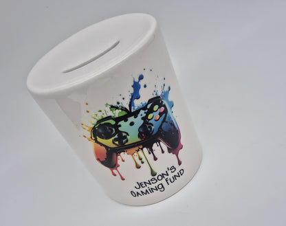 Personalised Gamer Money Box | Ceramic Piggy Bank | Gaming Gift for Boys