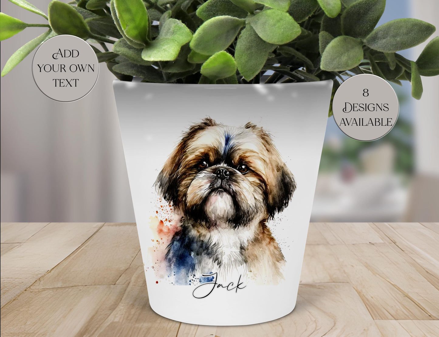 Personalised Shih Tzu Plant Pot – Custom Dog Gift | Pen Pot & Makeup Brush Holder