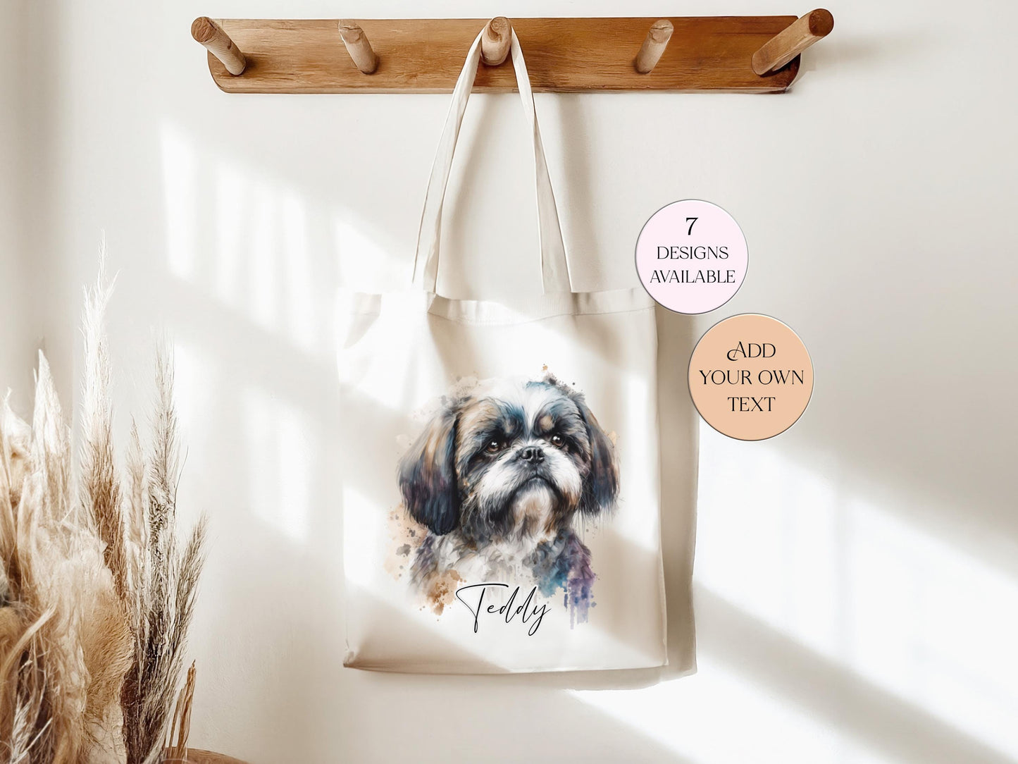 Personalised Watercolour Shih Tzu Tote Bag – Custom Dog Lover Gift | Eco Shopper