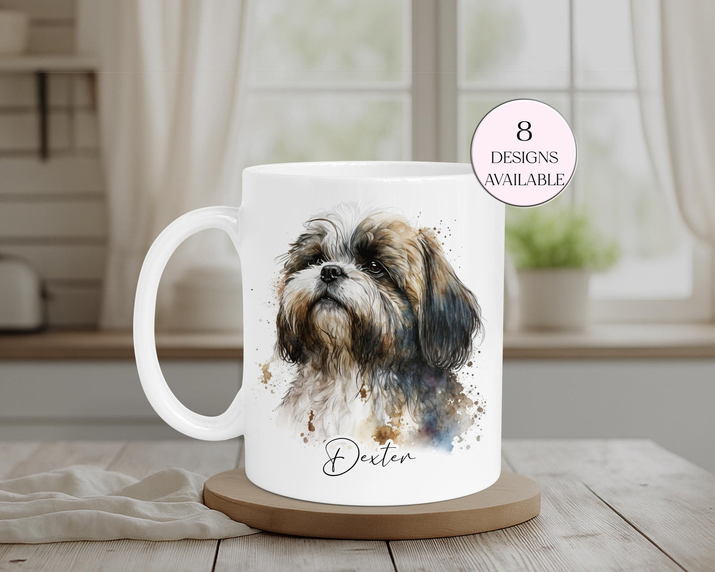 Personalised Watercolour Shih Tzu Mug – Custom Dog Lover Gift | With Matching Coaster Option
