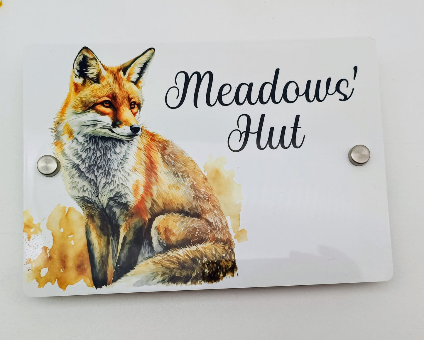 Personalised Watercolour Fox House Sign | Acrylic Gate Plaque | New Home Gift