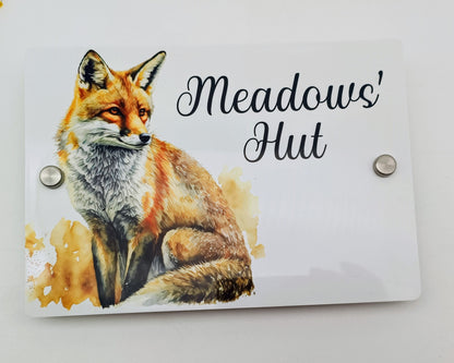 Personalised Watercolour Fox House Sign | Acrylic Gate Plaque | New Home Gift