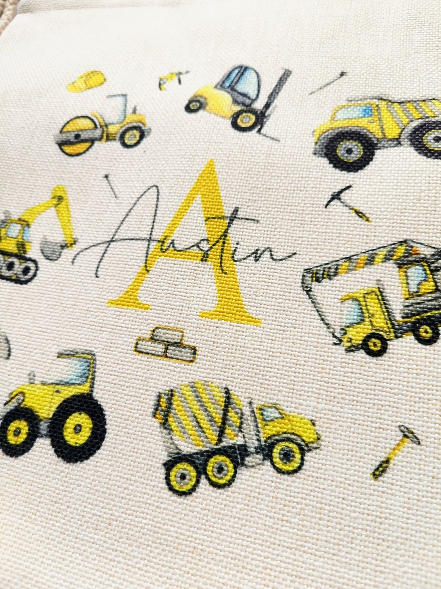 Personalised Digger Drawstring Bag – Construction Theme Kids Bag | PE, School & Swimming