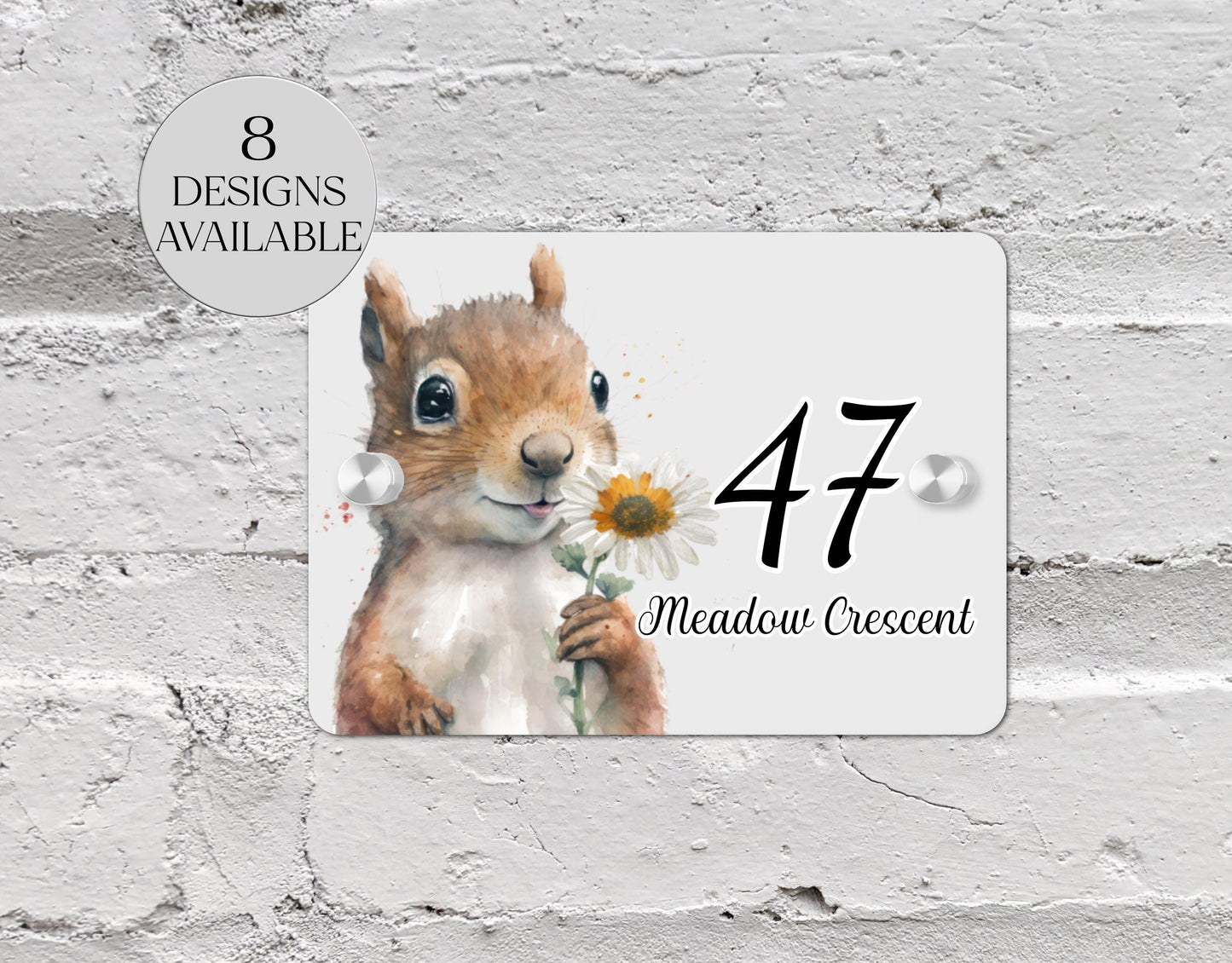 Personalised Watercolour Squirrel Acrylic House Sign – Custom Address Plaque