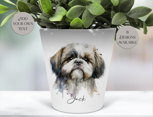 Personalised Shih Tzu Plant Pot – Custom Dog Gift | Pen Pot & Makeup Brush Holder