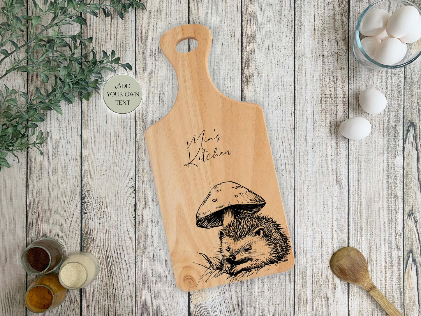 Personalised Wooden Hedgehog Chopping Board | Engraved Kitchen Gift | Rustic Cheese Board