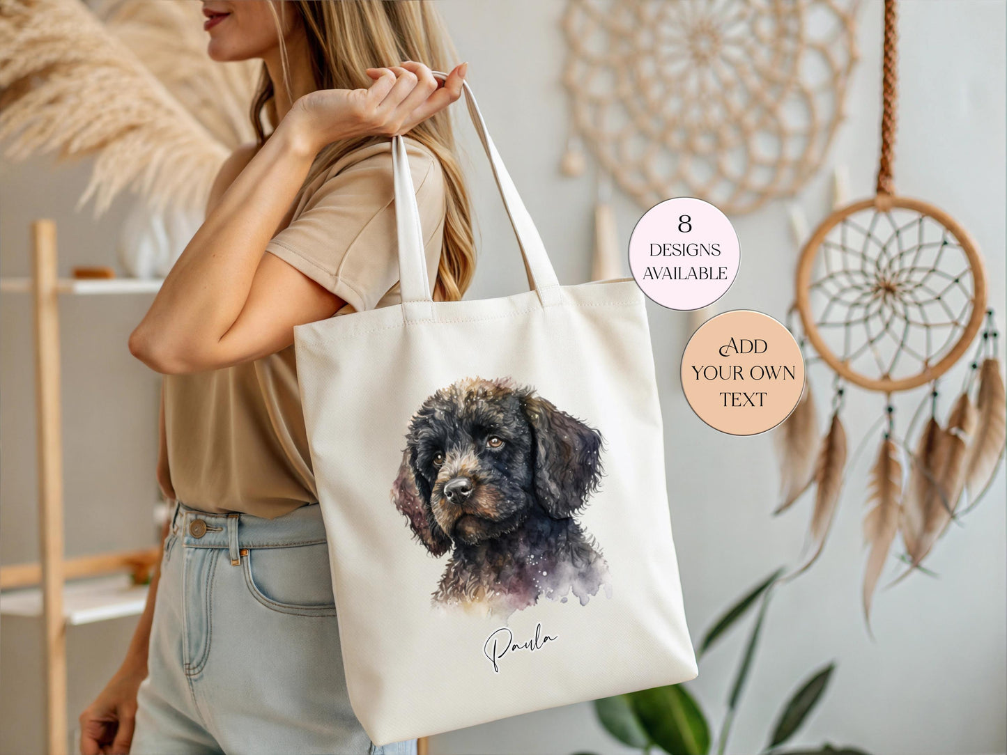 Personalised Watercolour Cockapoo Tote Bag – Dog Lover Reusable Shopper