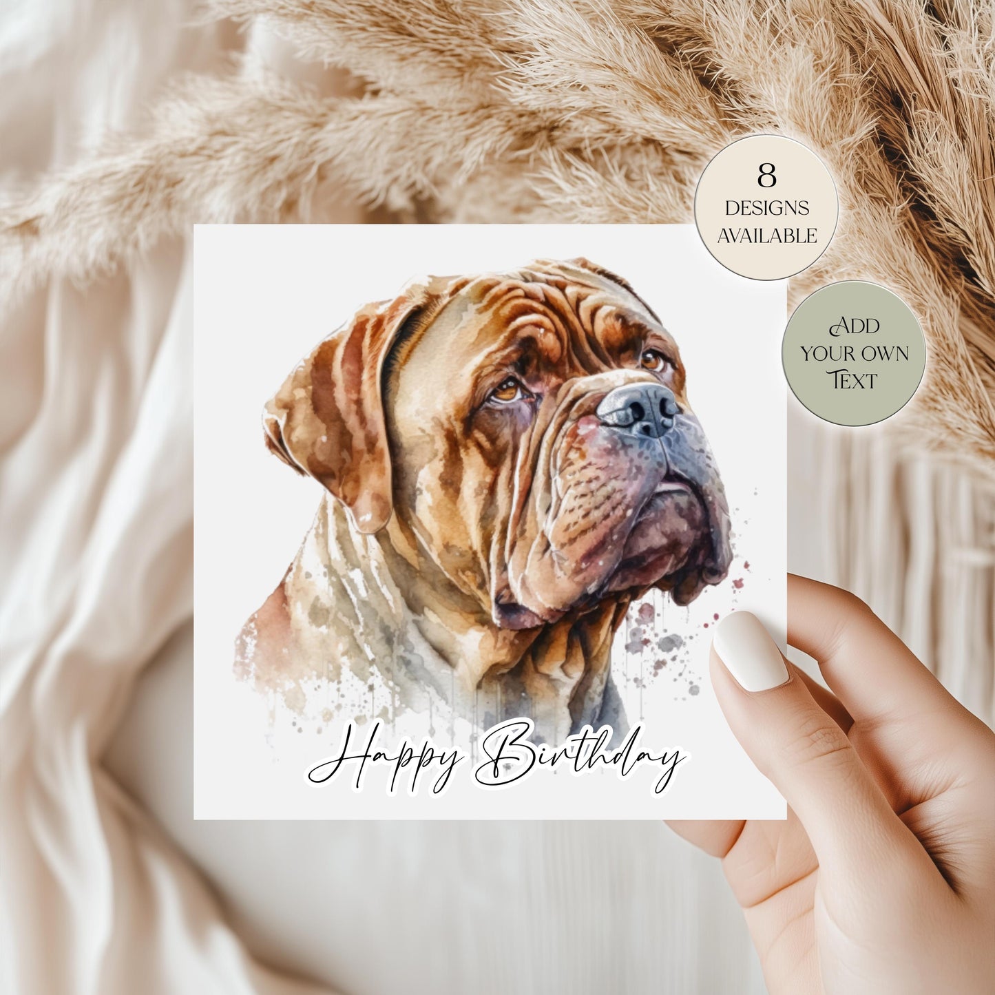 Personalised Dogue de Bordeaux Birthday Card | Dog Greetings Card | Dog Lover Gift