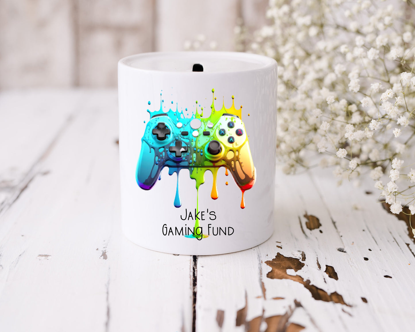 Personalised Gamer Money Box | Ceramic Piggy Bank | Gaming Gift for Boys