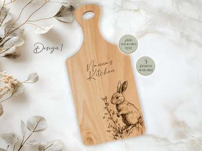 Personalised Bunny Rabbit Cutting Board – Custom Engraved Wooden Kitchen Gift