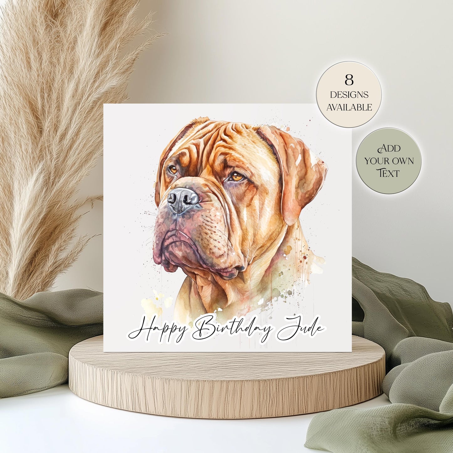 Personalised Dogue de Bordeaux Birthday Card | Dog Greetings Card | Dog Lover Gift