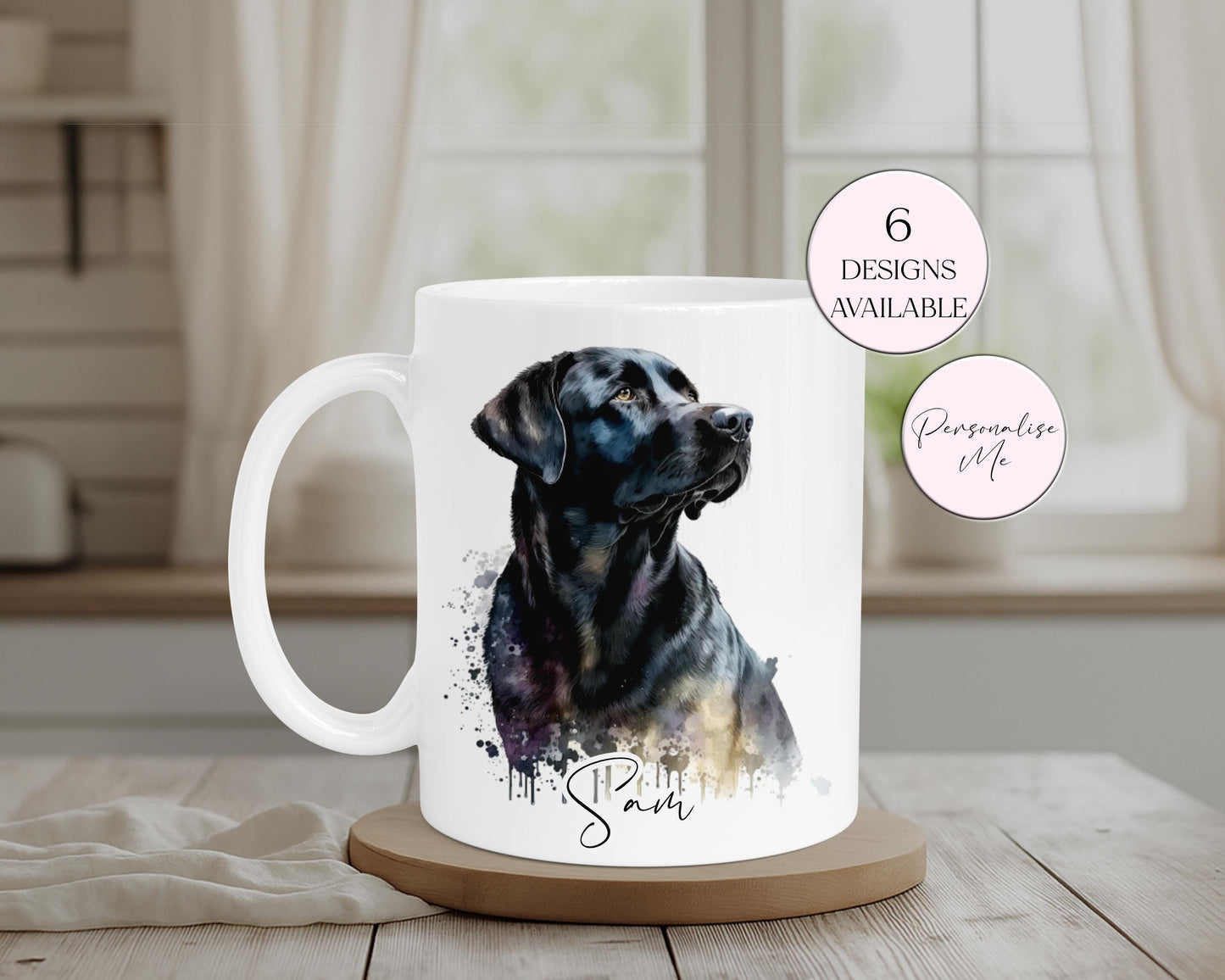 Personalised Black Labrador Mug & Coaster Set – Dog Lover Gift