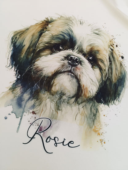 Personalised Watercolour Shih Tzu Tote Bag – Custom Dog Lover Gift | Eco Shopper