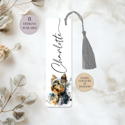Personalised Yorkshire Terrier Bookmark | Metal Yorkie Gift with Tassel | Custom Dog Lover Bookmark