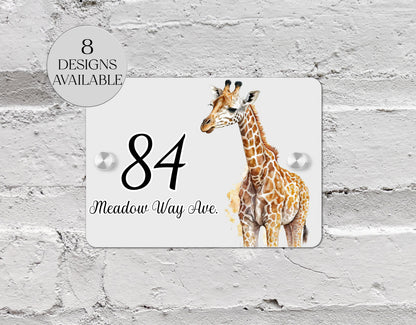Personalised Watercolour Giraffe House Sign | Acrylic Gate Plaque | New Home Gift