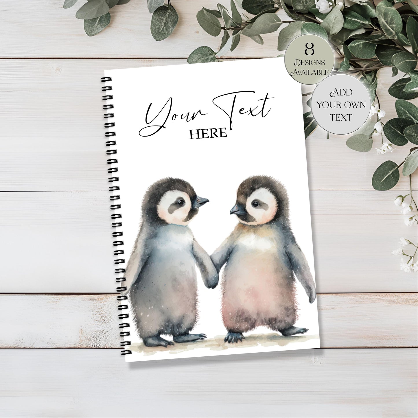 Personalised Penguin Notebook – Watercolour A4/A5 Journal - Gift for Penguin Lover